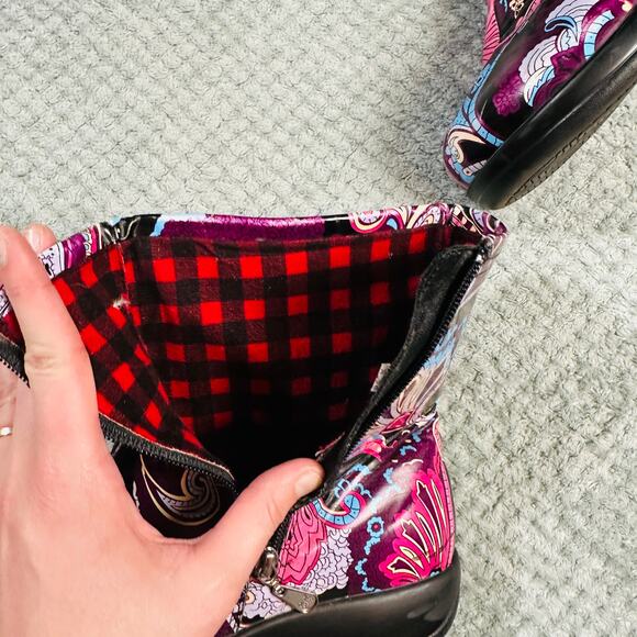 ALEGRIA Paisley Floral Waterproof Colorful Purple Clog Comfort Ankle Boot Nursin - Picture 7 of 8